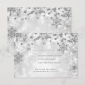 Elegante Weihnachts-Hochzeit RSVP Sparkle Silver Karte (Vorne/Hinten)