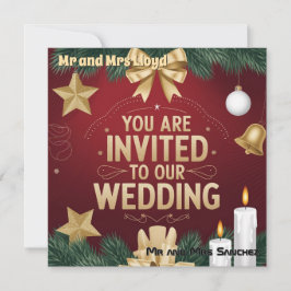 Elegante Weihnachts-Hochzeitseinladungskarte Einladung