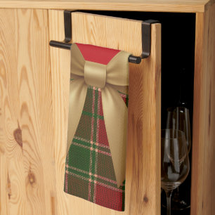 Elegante Weihnachts-Kariert-Kollektion mit goldene Geschirrtuch
