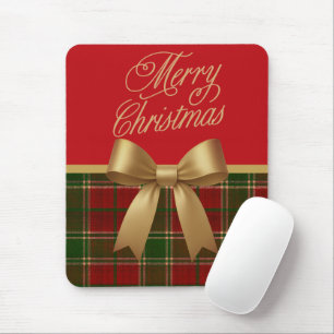 Elegante Weihnachts-Kariert-Kollektion mit goldene Mousepad