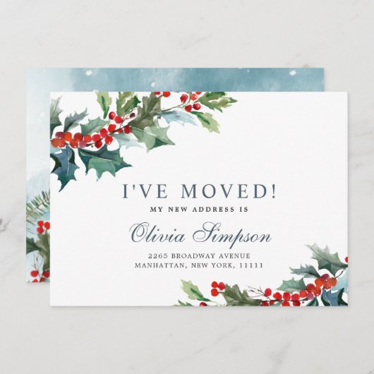 Elegante Weihnachts-Mistletoe Moving Ankündigung (Vorne/Hinten)