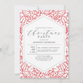 Elegante Weihnachts-Muster Red White Holiday Party Einladung (Vorderseite)