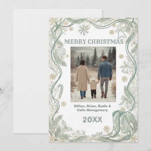 Elegante Weihnachts- oder Feiertagskarte (Vorne/Hinten)