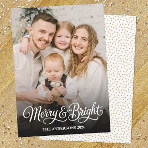 Elegante Weihnachts-Overlay Merry Bright Typografi Feiertagskarte