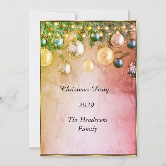 Elegante Weihnachts-Party-Baubles-Einladung Einladung (Rückseite)