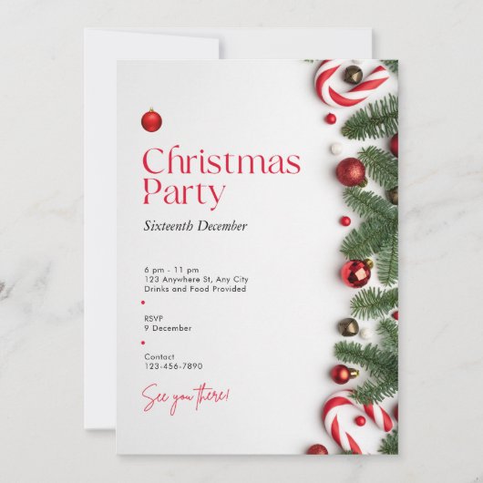 Elegante Weihnachts-Party Einladung (Vorderseite)