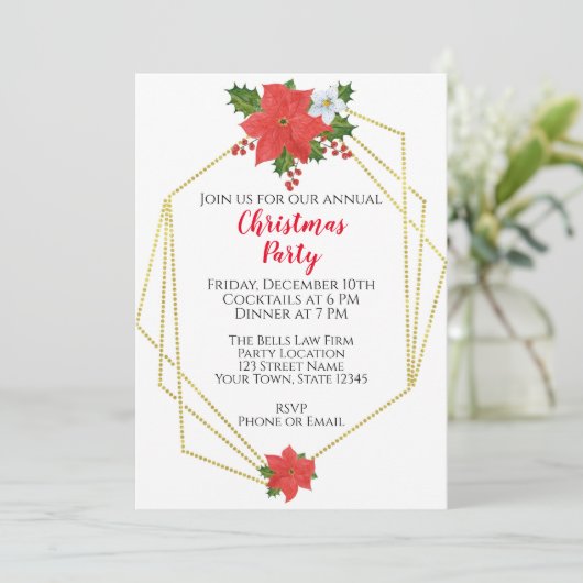 Elegante Weihnachts-Party Einladung (Stehend Vorderseite)
