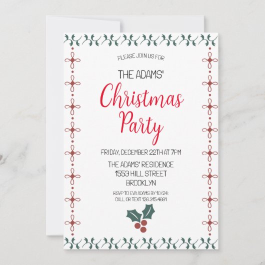 Elegante Weihnachts-Party Einladung (Vorderseite)