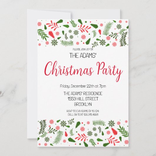 Elegante Weihnachts-Party Einladung (Vorderseite)