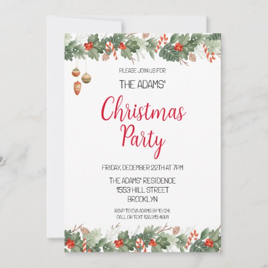 Elegante Weihnachts-Party Einladung (Vorderseite)