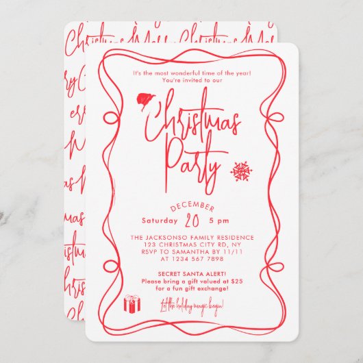 Elegante Weihnachts-Party Einladung (Vorne/Hinten)