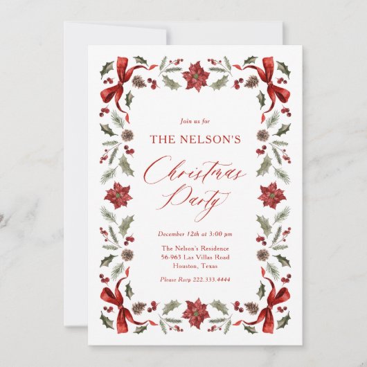 Elegante Weihnachts-Party Einladung (Vorderseite)