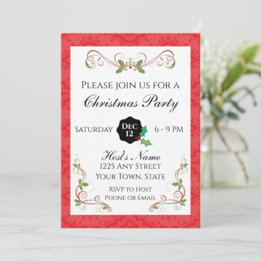 Elegante Weihnachts-Party Einladung (Stehend Vorderseite)