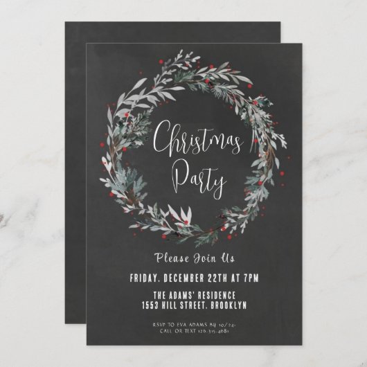 Elegante Weihnachts-Party Einladung (Vorne/Hinten)