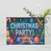Elegante Weihnachts-Party Einladung - Holografie! (Stehend Vorderseite)