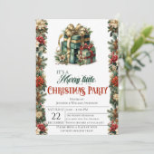 Elegante Weihnachts-Party Einladung mit Geschenkbo (Stehend Vorderseite)