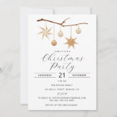 Elegante Weihnachts-Party Einladung mit Gold Stars (Vorderseite)