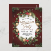 Elegante Weihnachts-Party Einladung Postkarte (Vorne/Hinten)
