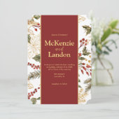 Elegante Weihnachts-Poinsettia-Hochzeit Einladung (Stehend Vorderseite)