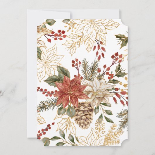 Elegante Weihnachts-Poinsettia-Hochzeit Einladung (Rückseite)