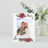Elegante Weihnachts-Poinsettia Rahmen Foto Gruß Postkarte (Stehend Vorderseite)