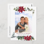 Elegante Weihnachts-Poinsettia Rahmen Foto Gruß Postkarte (Vorne/Hinten)