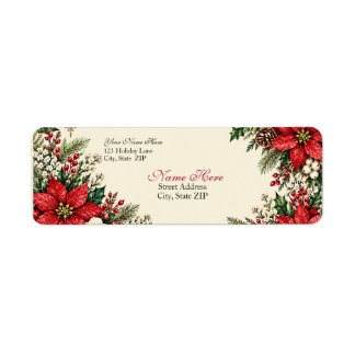 Elegante Weihnachts-Poinsettie & Stechpalme im Vin