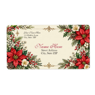 Elegante Weihnachts-Poinsettie & Stechpalme im Vin