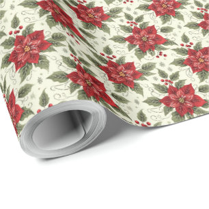 Elegante Weihnachts-Poinsettien-Blumen-Geschenkver Geschenkpapier