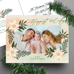 Elegante Weihnachts-Poinsettien-Pracht Foto Feiertagspostkarte
