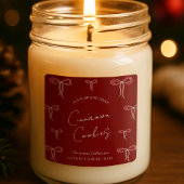 Elegante Weihnachts Red & White Bows Candle Jar Quadratischer Aufkleber