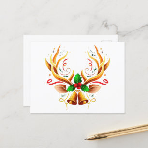 Elegante Weihnachts-Reh-Hörner   Moderne Weihnacht Postkarte