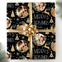 Elegante Weihnachts-Rentier-Fotocollage Schwarz
