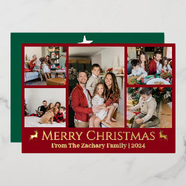 Elegante Weihnachts-Rentierfamilie Foto Collage Folien Feiertagskarte