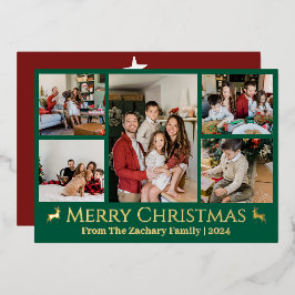 Elegante Weihnachts-Rentierfamilie Foto Collage Folien Feiertagskarte