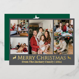 Elegante Weihnachts-Rentierfamilie Foto Collage Folien Feiertagskarte