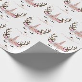 Elegante Weihnachts-Rose Gold Glitzer Einhornwild  Geschenkpapier (Ecke)