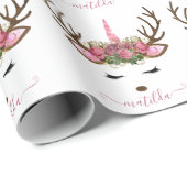 Elegante Weihnachts-Rose Gold Glitzer Einhornwild Geschenkpapier (Rolleneckpunkt)