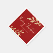 Elegante Weihnachts-Rot- und Gold-Blätter Serviette (Ecke)