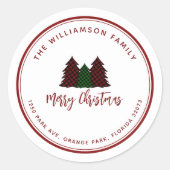 Elegante Weihnachts-Rücksendeadresse Runder Aufkleber (Vorderseite)