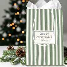 Elegante Weihnachts-Sage-Grün-Cream-Streifen indiv