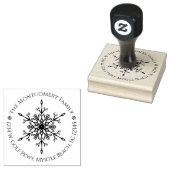Elegante Weihnachts-Schneeflocke Runde Name und Ad Gummistempel (Stempel)