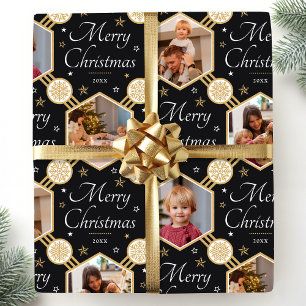 Elegante Weihnachts-Schneeflocken-Foto-Collage Sch Geschenkpapier