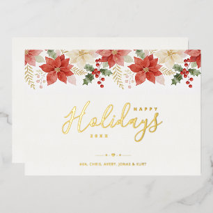 Elegante Weihnachts-Schrift TMF26 mit Poinsettien Folieneinladung