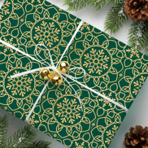 Elegante Weihnachts-Snowflake Imitats Gold Green