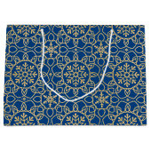 Elegante Weihnachts-Snowflake Imitats Gold Navy Große Geschenktüte (Vorderseite)