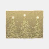 Elegante Weihnachts Sparkling Bäume Gold Fleecedecke (Vorderseite (Horizontal))