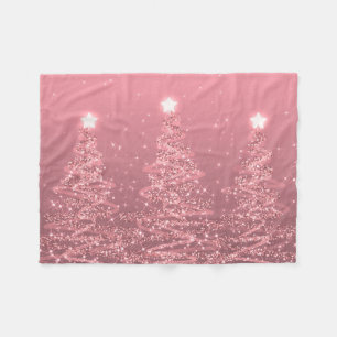 Elegante Weihnachts Sparkling Bäume Rose Gold  Fleecedecke