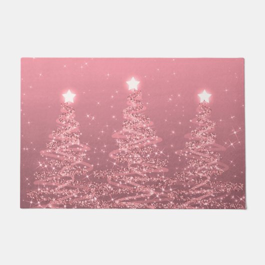 Elegante Weihnachts Sparkling Bäume Rose Gold Fußmatte (Vorderseite)