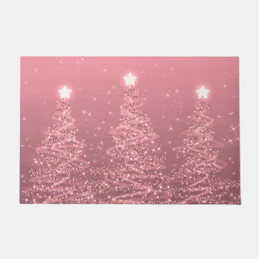 Elegante Weihnachts Sparkling Bäume Rose Gold Fußmatte (Vorderseite)